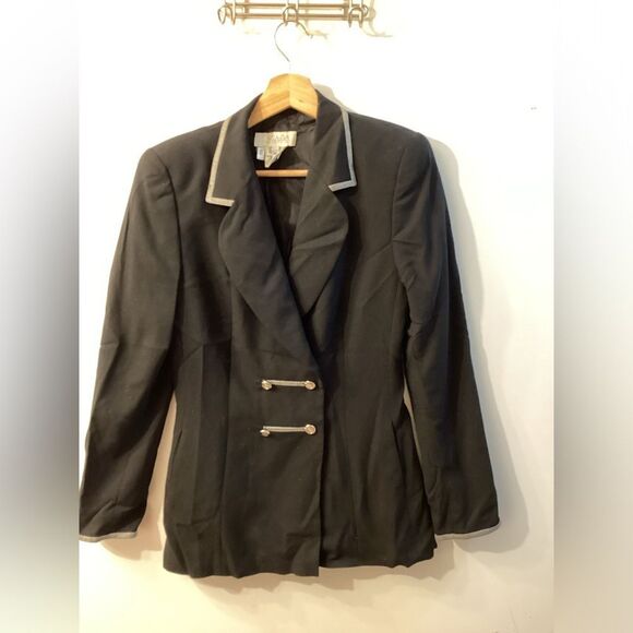 Escada Margaretha Ley Vintage Black Double Breasted Wool Blazer Women’s Size 4 - Picture 2 of 16